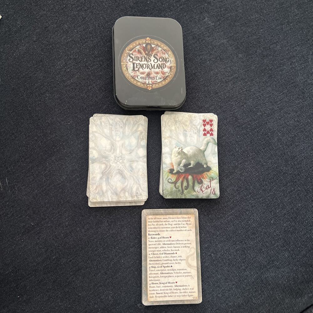 Carrie Paris Sirens Song Oracle Lenormand Complete Deck Tin Box